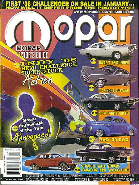 DustAAR in Mopar Collectors Guide December 2007 issue.